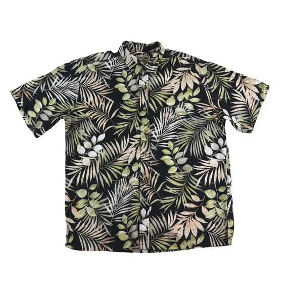 cooke street Other - Cooke Street || Men's Button Down Hawaiian Palms Flower Shirt Black Green XL